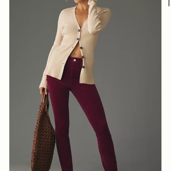 Anthropologie Picro & the Letterpress Corduroy Zippered Wine Red Skinny Jeans - Picture 2 of 13